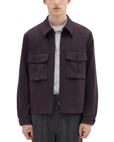 Theory Wool Gabardine Shirt Jacket In Purple