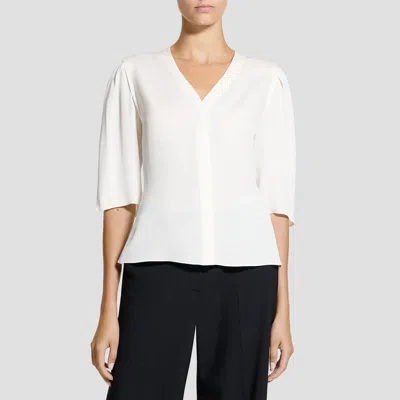 Theory Puff Sleeve Blouse In Silk Georgette In Ivory
