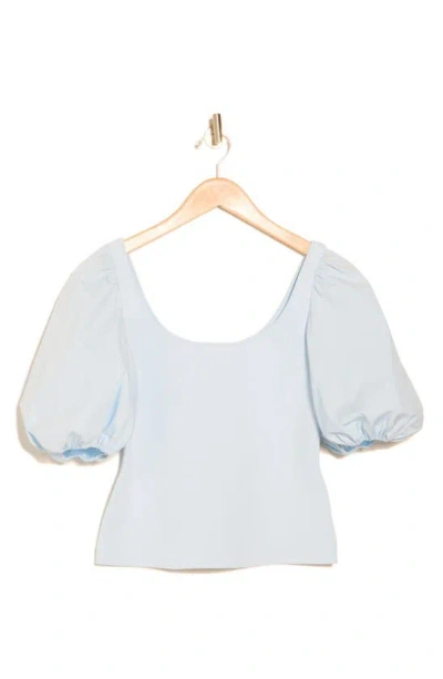 Theory Puff Sleeve Scoop Neck Top In Breeze