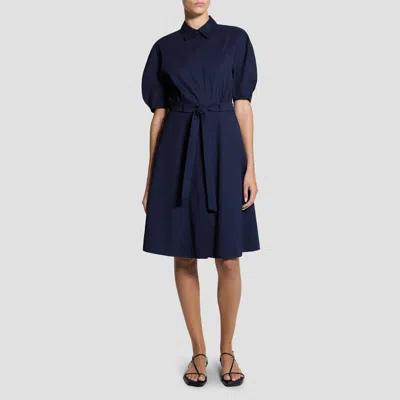 Theory Puff Sleeve Shirt Dress In Good Linen In Blue
