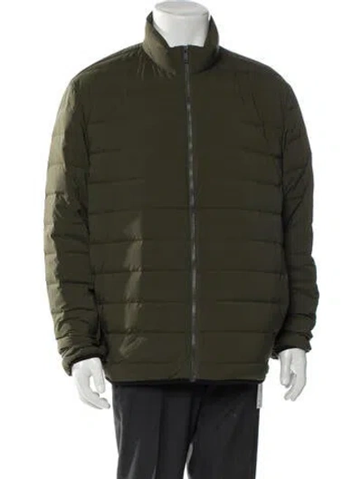 Pre-owned Theory Puffer Coat In Green