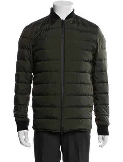 Pre-owned Theory Puffer Coat In Green