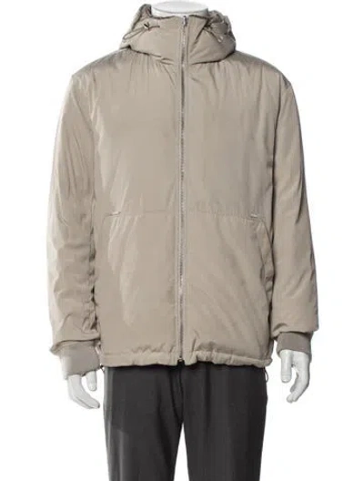 Pre-owned Theory Puffer Coat In Neutral