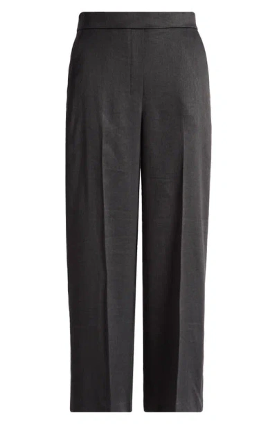 Theory Pull-on Linen Blend Wide Leg Trousers In Black