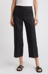 Theory Pull-on Linen Blend Wide Leg Pants In Black