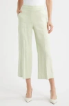 Theory Pull-on Linen Blend Wide Leg Pants In Green