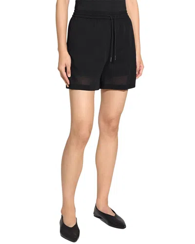 Theory Wool Blend Drawsting Shorts In Black