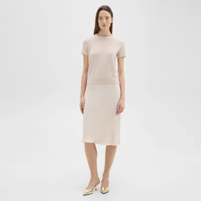 Theory Pull-on Slip Skirt In Silk Georgette In Pumice