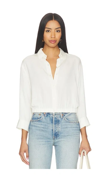 Theory Quarter Sleeve Cropped Shirt In White