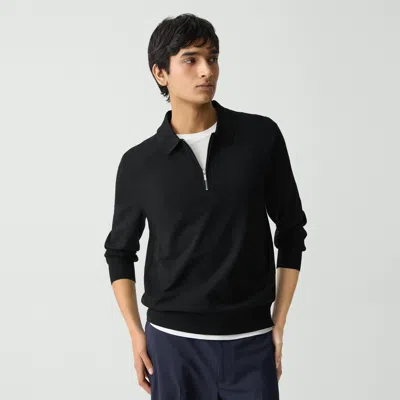 Theory Quarter-zip Polo Sweater In Light Bilen In Black