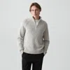 Theory Quarter-zip Sweater In Wool-blend Twist In Gray