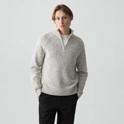 Theory Quarter-zip Sweater In Wool-blend Twist In Gray
