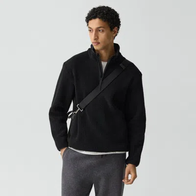 Theory Quarter-zip Sweatshirt In Dynamic Wool In Black