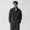 Theory Quarter-zip Sweatshirt In Dynamic Wool In Gray