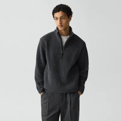 Theory Quarter-zip Sweatshirt In Dynamic Wool In Gray
