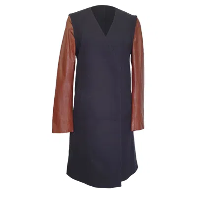 Theory Quennel Two-toned Coat In Multicolor Virgin Wool In Blue
