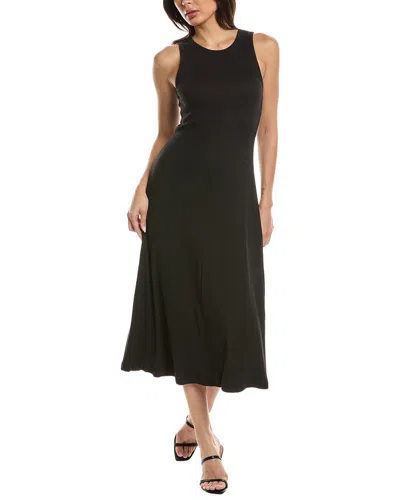 Theory Racer Linen-blend Midi Dress In Black