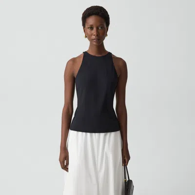 Theory Racerback Tank Top In Stretch Rib In Animal Print