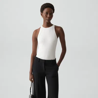 Theory Racerback Tank Top In Stretch Rib In White