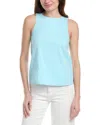 Theory Racerneck Linen-blend Shell In Blue