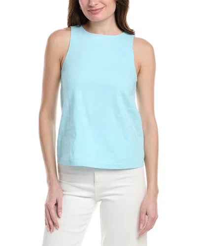 Theory Racerneck Linen-blend Shell In Blue
