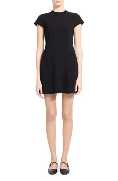 Theory High Neck Raglan Sleeve Mini Dress In Black