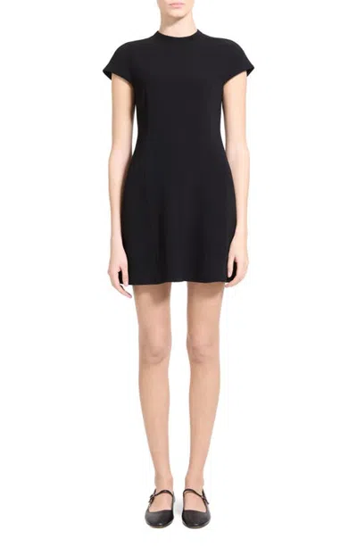 Theory Raglan Mock Neck Shift Minidress In Black