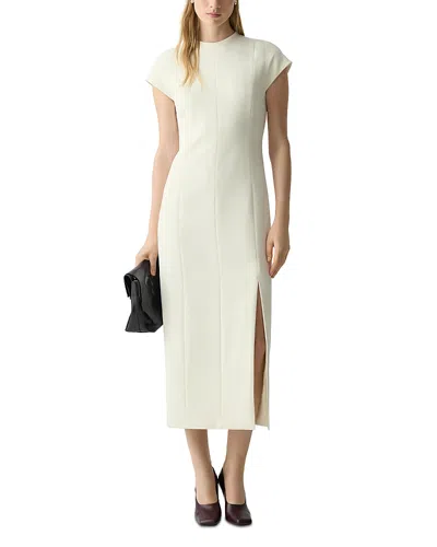 Theory Short-sleeve Midi Dress In Admiral Crepe In Neutral