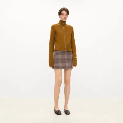 Theory Raglan Zip Cardigan In Felted Wool-cashmere In Brown