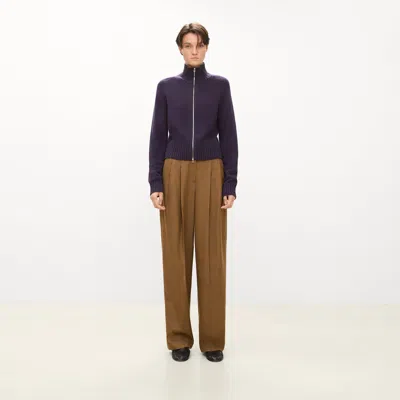 Theory Raglan Zip Cardigan In Felted Wool-cashmere In Purple