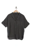 Theory Ralfinn Drape Camp Shirt In Black