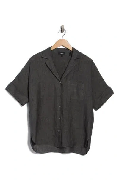 Theory Ralfinn Drape Camp Shirt In Black