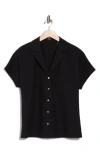 Theory Ralfinn Short Sleeve Seersucker Button-up Shirt In Black