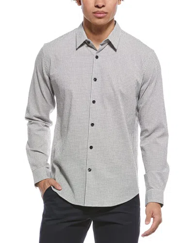 Theory Rammy Micro Grid Shirt In Gray