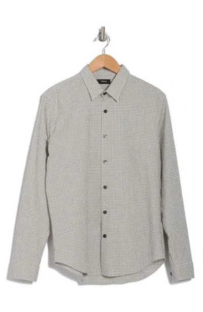 Theory Rammy Poplin Button-up Shirt In Baltic/white