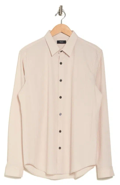 Theory Rammy Poplin Button-up Shirt In Taupe - Qe0