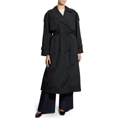 Theory Recycled Nylon Trench Coat In Black