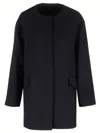 Theory Blue Hood With Hidden Front Closure In Wool Woman In Blue