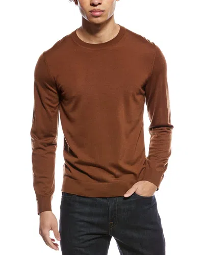 Theory Regal Crewneck Wool Sweater In Brown