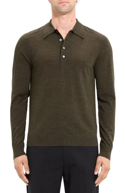 THEORY THEORY REGAL LONG SLEEVE WOOL BLEND POLO