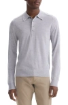 Theory Regal Long Sleeve Wool Blend Polo In Vapor Melange