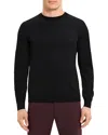 Theory Mens Maden Textured Relaxed-fit Wool Jumper Charcoal Melange In Black