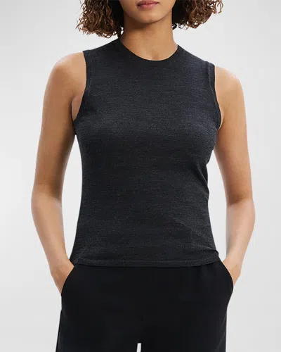 THEORY REGAL MERINO WOOL CREWNECK SHELL TOP