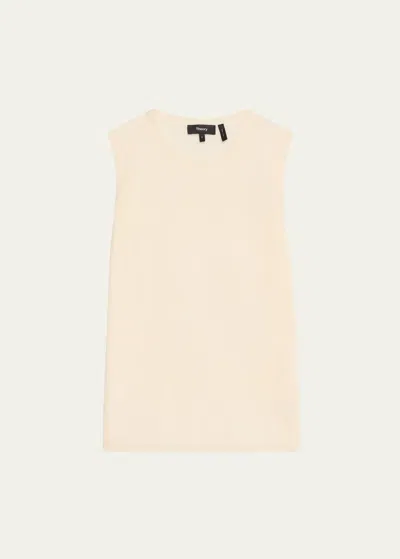 Theory Regal Merino Wool Crewneck Shell Top In New Ivory