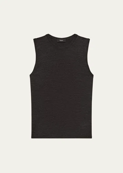 Theory Regal Merino Wool Crewneck Shell Top In Nwpstlmel