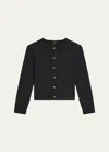 Theory Regal Merino Wool Cropped Cardigan In Black