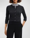 Theory Regal Merino Wool Cropped Cardigan In Black