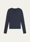 Theory Regal Merino Wool Knit Crewneck Top In Ash Blue