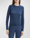 Theory Regal Merino Wool Knit Crewneck Top In Ash Blue