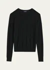 Theory Regal Merino Wool Knit Crewneck Top In Blk